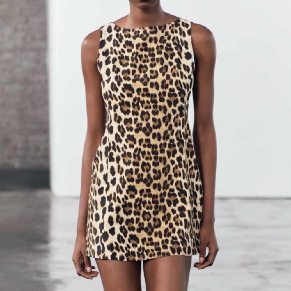 ZARA Animal Print Dress Cheetah Shift Dress